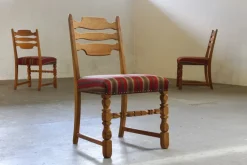 Pamono Danish Modern Brualist Oak Dining Chairs by Henning Kjærnulf, 1960s, Set of 6 New