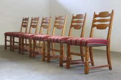 Pamono Danish Modern Brualist Oak Dining Chairs by Henning Kjærnulf, 1960s, Set of 6 New