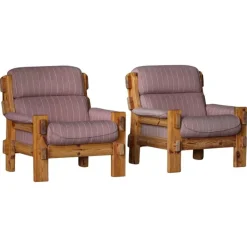 Pamono Danish Modern Lounge Chairs in Pine and Wool from Christian IV, 1970s, Set of 2 Online