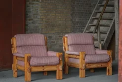 Pamono Danish Modern Lounge Chairs in Pine and Wool from Christian IV, 1970s, Set of 2 Online