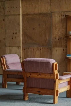 Pamono Danish Modern Lounge Chairs in Pine and Wool from Christian IV, 1970s, Set of 2 Online