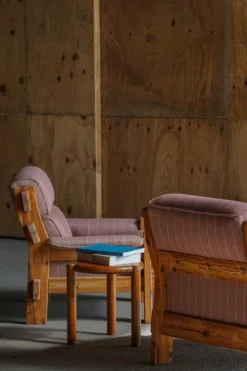 Pamono Danish Modern Lounge Chairs in Pine and Wool from Christian IV, 1970s, Set of 2 Online