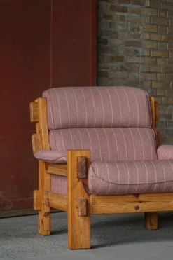 Pamono Danish Modern Lounge Chairs in Pine and Wool from Christian IV, 1970s, Set of 2 Online