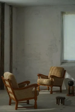 Pamono Danish Modern Lounge Chairs in Oak and Shearling Lambswool by Henning Kjærnulf, 1960s, Set of 2 Outlet