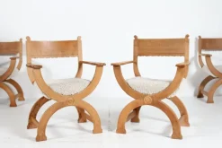 Pamono Danish Oak and Sheepskin Kurul Chairs by Henning Kjærnulf for EG Møbler, 1970s, Set of 4
