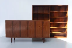 Pamono Danish Rosewood Bookcase with Sideboard by Carlo Jensen for Hundevad, 1960s Clearance