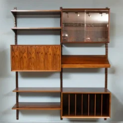 Pamono Danish Royal System Two-Bay Wall System in Rosewood by Poul Cadovius Hot