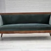 Pamono Danish 3-Seater Sofa in Green/Blue Velour and Ash, 1950s