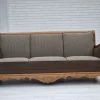 Pamono Danish 3-Seater Sofa in Wool and Carved Oak, 1950s New