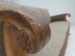 Pamono Danish 3-Seater Sofa in Wool and Carved Oak, 1950s New