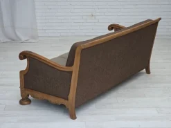 Pamono Danish 3-Seater Sofa in Wool and Carved Oak, 1950s New