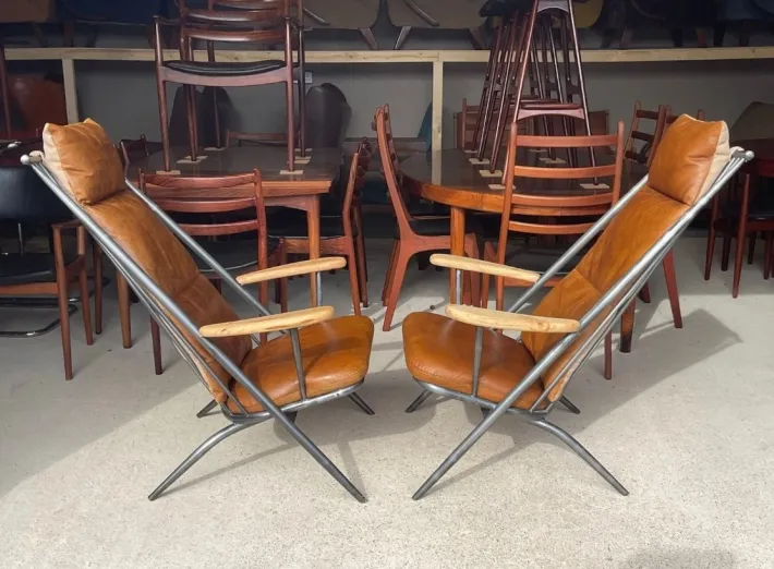 Pamono Danish Style Tan Leather Armchairs, Set of 2 Discount