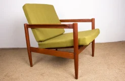 Pamono Danish Teak and Fabric Lounge Chair by Børge Jensen & Sønner for Bernstorffsminde Møbelfabrik A/S, 1960s Sale