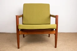 Pamono Danish Teak and Fabric Lounge Chair by Børge Jensen & Sønner for Bernstorffsminde Møbelfabrik A/S, 1960s Sale