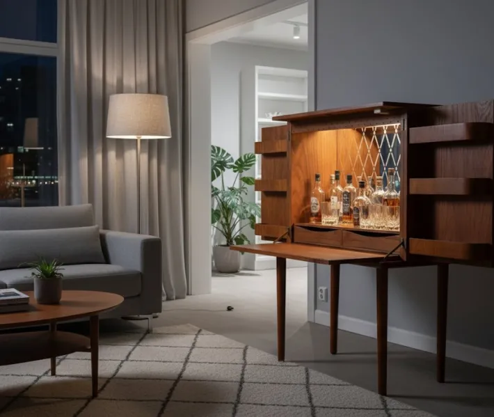 Pamono Danish Teak Bar Cabinet by Carl Hansen & Sønner, 1960s Sale