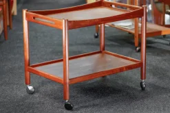 Pamono Danish Teak Bar Cart or Serving Trolley by Hans J. Wegner for Andreas Tuck, 1960s Outlet