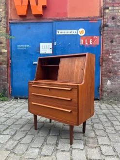 Pamono Danish Teak Secretaire with Mirror Discount