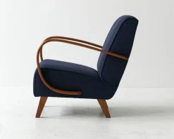 Pamono Dark Blue H-410 Armchair by Jindrich Halabala, 1930s New