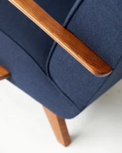 Pamono Dark Blue H-410 Armchair by Jindrich Halabala, 1930s New
