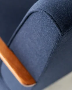 Pamono Dark Blue H-410 Armchair by Jindrich Halabala, 1930s New