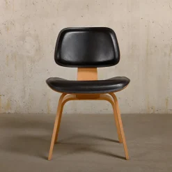 Pamono DCW Dining Chair in Ash with Dark Brown Leather Seat by Charles & Ray Eames for Vitra, 1990s Discount