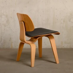 Pamono DCW Dining Chair in Ash with Dark Brown Leather Seat by Charles & Ray Eames for Vitra, 1990s Discount