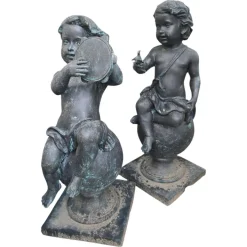 Pamono Decorative Bronze Musical Cherubs for Garden, 1980, Set of 4 Online