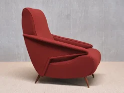 Pamono Dedar Wool and Walnut Reclining Armchair from Angelo Banfi, Italy, 1944 Sale