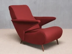 Pamono Dedar Wool and Walnut Reclining Armchair from Angelo Banfi, Italy, 1944 Sale