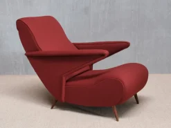 Pamono Dedar Wool and Walnut Reclining Armchair from Angelo Banfi, Italy, 1944 Sale