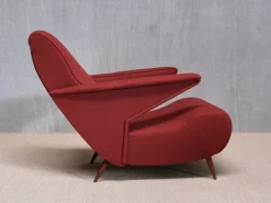 Pamono Dedar Wool and Walnut Reclining Armchair from Angelo Banfi, Italy, 1944 Sale
