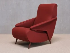 Pamono Dedar Wool and Walnut Reclining Armchair from Angelo Banfi, Italy, 1944 Sale