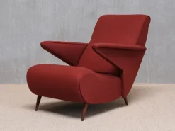 Pamono Dedar Wool and Walnut Reclining Armchair from Angelo Banfi, Italy, 1944 Sale