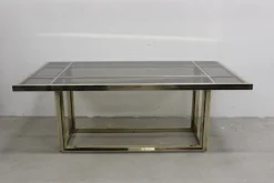 Pamono Dining Table in Chromed Steel and Brass by Romeo Rega, 1970s Online