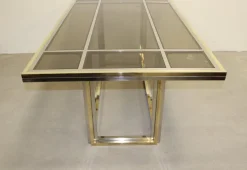 Pamono Dining Table in Chromed Steel and Brass by Romeo Rega, 1970s Online