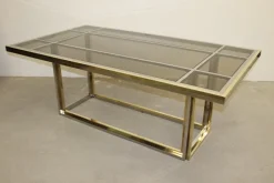 Pamono Dining Table in Chromed Steel and Brass by Romeo Rega, 1970s Online