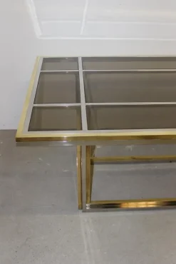 Pamono Dining Table in Chromed Steel and Brass by Romeo Rega, 1970s Online