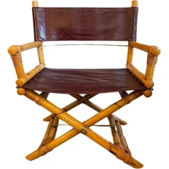Pamono Director's Chair in Leather and Brass by Ryda Levi McGuire, 1960s Outlet