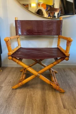 Pamono Director's Chair in Leather and Brass by Ryda Levi McGuire, 1960s Outlet