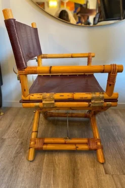 Pamono Director's Chair in Leather and Brass by Ryda Levi McGuire, 1960s Outlet
