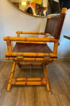 Pamono Director's Chair in Leather and Brass by Ryda Levi McGuire, 1960s Outlet