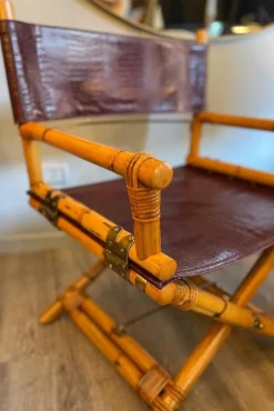 Pamono Director's Chair in Leather and Brass by Ryda Levi McGuire, 1960s Outlet
