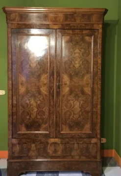 Pamono 2-Door Wardrobe with Drawer in Walnut, 1850s Sale