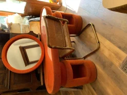 Pamono Dressing Table from Kecskemét Furniture Sales Company with Bauhaus Brass Chairs, 1975, Set of 3 Hot