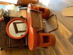 Pamono Dressing Table from Kecskemét Furniture Sales Company with Bauhaus Brass Chairs, 1975, Set of 3 Hot