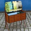 Pamono Dressing Table in Teak with Patterned Glass Top Discount