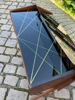 Pamono Dressing Table in Teak with Patterned Glass Top Discount