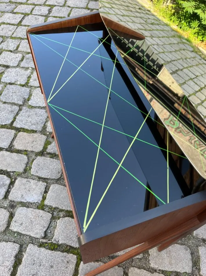 Pamono Dressing Table in Teak with Patterned Glass Top Discount