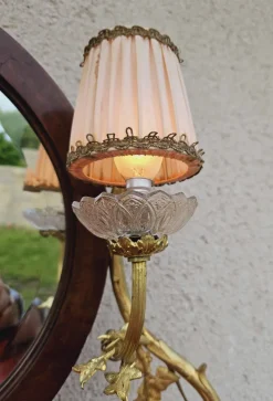Pamono Dressing Table with 2 Arms of Lights Marquetry and Gilt Bronze, 1890s New