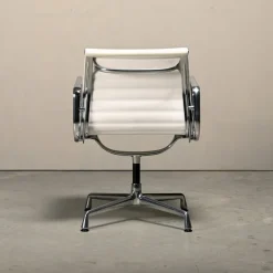 Pamono EA108 Dining Chair in Polished Aluminum and White Leather by Charles and Ray Eames for Vitra, 2010s Online